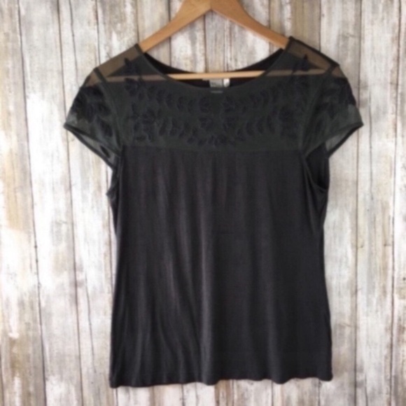 H&M Grey Sheer Top Blouse - Picture 1 of 3